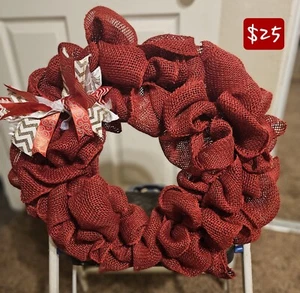 SALE! Christmas Wreath, Red, Burlap, Door, Fireplace - Picture 1 of 1