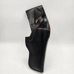 Vintage Bucheimer B403 Thumb Break Belt Holster Black Leather 70s 80s Pistol - Picture 1 of 8