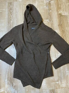 Betabrand Brown Sheep Wrap Wool Blend Hooded thumb hole Cardigan S/M EUC - Picture 1 of 6