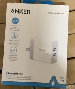 ⚡️Anker 2-Port PowerPort 24W Wall Charger - White with free shipping