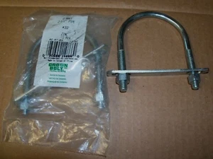 (2) CROWN BOLT INC. 2 1/2" PIPE U-BOLTS WITH SADDLE BRACKET #332 ZINC PLATED NEW - Picture 1 of 5