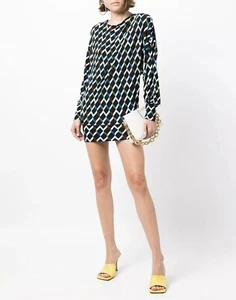 DVF Diane von Furstenberg Reese Knit geometric print dress Tunic L LARGE NEW - Picture 1 of 8