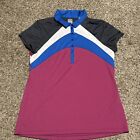 Callaway Womens Shirt L Opti Dri Golf Polo Short Sleeve Blue Purple Gray White