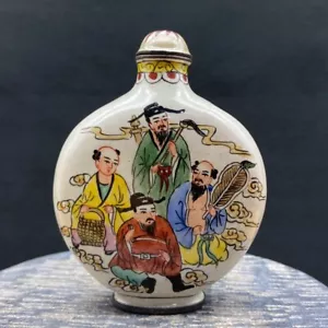 Dipinto smalto cloisonne rame nobile da collezione otto immortali bottiglia tabacco da fiuto - Foto 1 di 9
