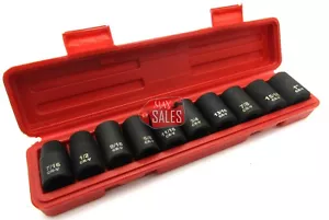 Juego de enchufes de impacto poco profundo SAE de 10 piezas de 1/2" con estuche nuevo - Imagen 1 de 1