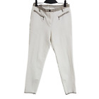 LUISA CERANO German Designer Women Pants,Skiny Equestrian Sport White/Gray US 8