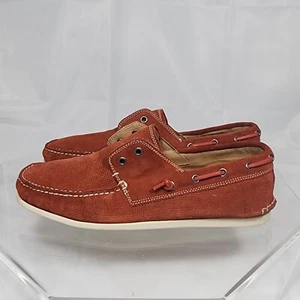 Scarpe John Varvatos uomo 11,5 M arancione bruciato pelle scamosciata senza lacci barca slip on - Foto 1 di 12