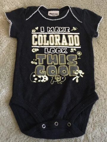 Colorado CU Buffs Girls Black Gold Short Sleeve One Piece 3-6 Months Cover