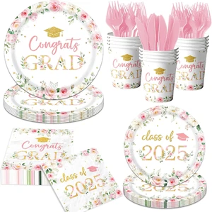 Class of 2025 Graduation Party Supplies,150Pcs Floral Congrats Grad Party Plates - Picture 1 of 12