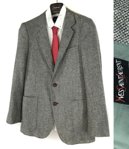 SAINT LAURENT (YSL) Giacca cappotto di lana grigio Yves Saint Laurent in tweed blazer taglia 38 R