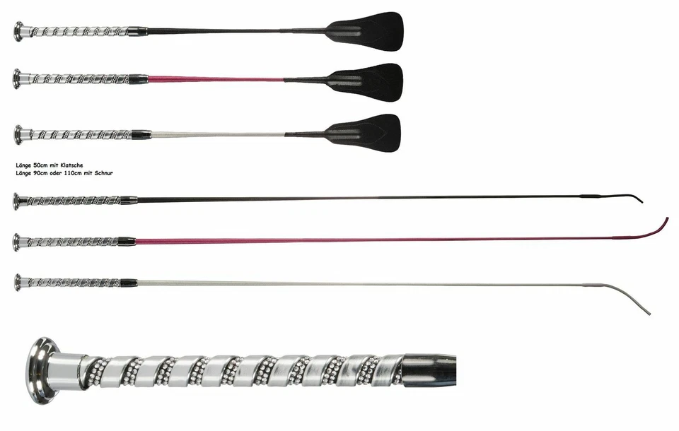 Dressurgerte o. Springgerte Logan mit Kristall- u. Silberakzenten Längenauswahl - Bild 1 von 1