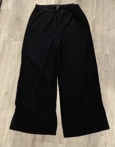 NWT Eileen Fisher Woven Plissé Wide-Leg Ankle Pants Crinkled Black M $188 - Picture 1 of 7