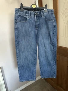 LEE Womens 12M Gap Free Waistband Capri 3/4 Jeans Medium Wash Platinum Label - Picture 1 of 13