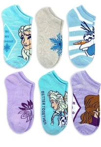 Disney Frozen No Show Socks Set Of 6 Size Large 4-10 NWT - Picture 1 of 2