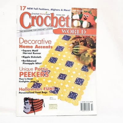 Revista Crochet World Octubre 2003 Halloween Divertido Corredor Cosecha Piña Remolino Foto 1 de 4