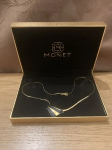 Vintage Gold Tone And Enamel MONET Necklace, Boxed - Picture 1 of 7