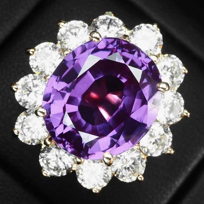 Anelli fatti a mano in argento sterling 925 18,70 ct con spinello viola... - Immagine 1 di 4