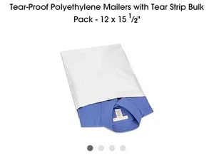 ULINE Tear-Proof Polyethylene Mailers with Tear Strip 50pc pack - 12 x 15 1⁄2" - Picture 1 of 3