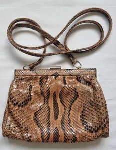 Vintage Snakeskin Leather Crossbody Handbag - Picture 1 of 10