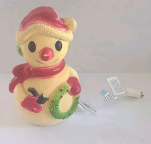 "Molde soplado navideño vintage Union Products muñeco de nieve mesa 10 3/4"" con pipa" - Imagen 1 de 6