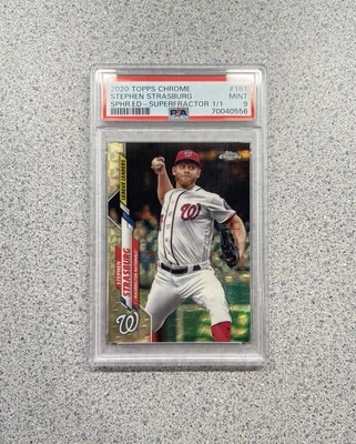 Topps Chrome Sapphire #181 2020 Stephen Strasburg Superfractor 1/1 PSA 9 WS MVP Foto 1 de 2