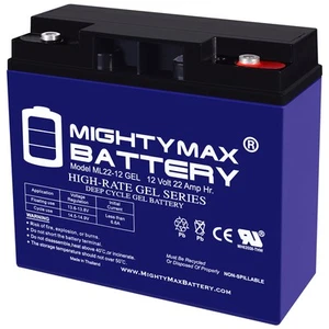 Mighty Max 12V 22AH GEL Battery Replaces 51814 6fm17 6-dzm-20 6-fm-18 lcx1220p - Picture 1 of 6