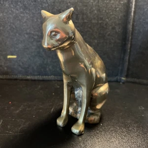Vintage 6.5" Brass Cat Statue Heavy! - Picture 1 of 11