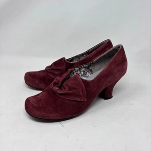 1940s Style Pumps Size 7 Suede Bow Tie Kitten Heel Womens Hotter Comfort - Picture 1 of 10