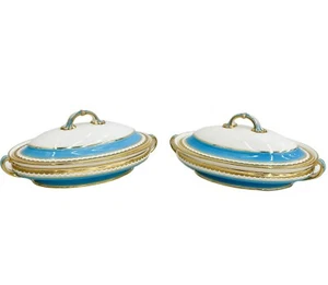 Pair Minton England Porcelain Covered Vegetable Dishes G877 circa 1890 - Picture 1 of 9
