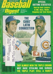 AGOSTO 1977 BÉISBOL DIGEST CHICAGO CUBS TRILLO & DE JESUS EN CUBIERTA - Imagen 1 de 1