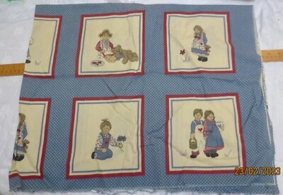 Vintage 34 x42" Craft panel w/ 20 small scenes Children Toys Bears Country Blue - Image 1 of 4