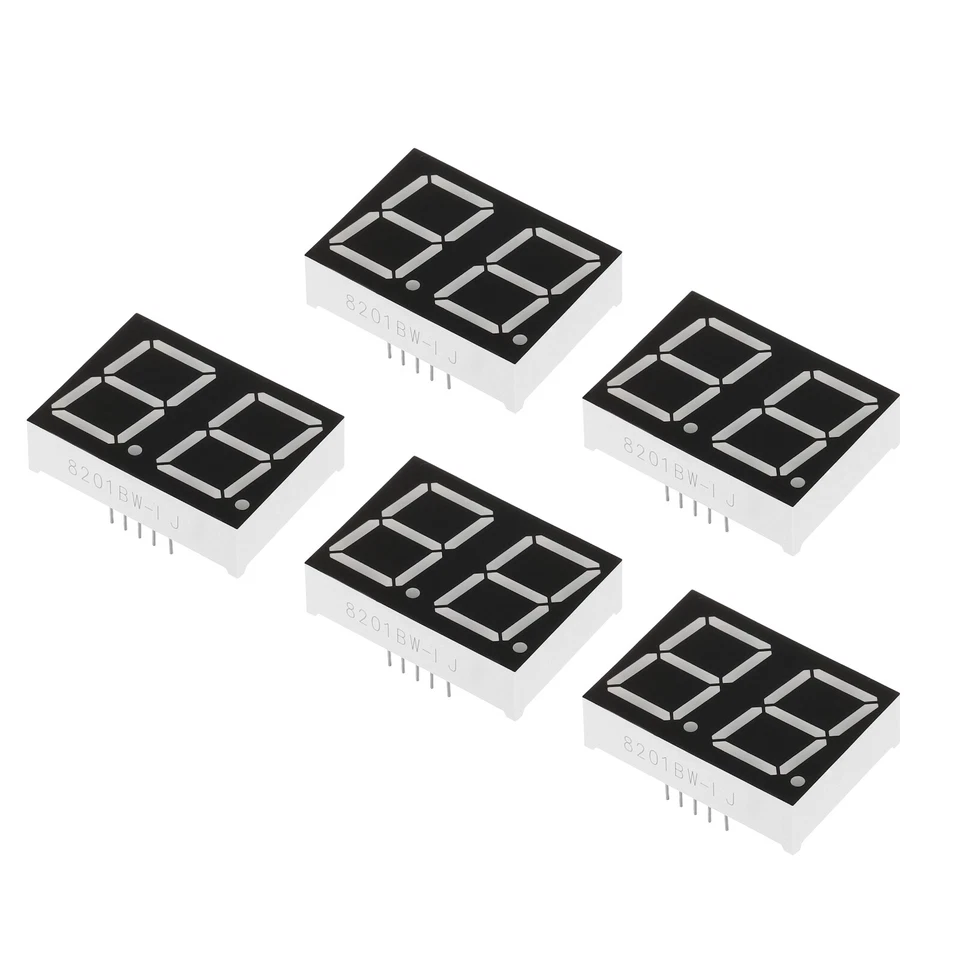 5Pcs Common Anode 7 Segment 10 Pin 2Bit 3.3V LED Display Digital Tube White - Image 1 of 4