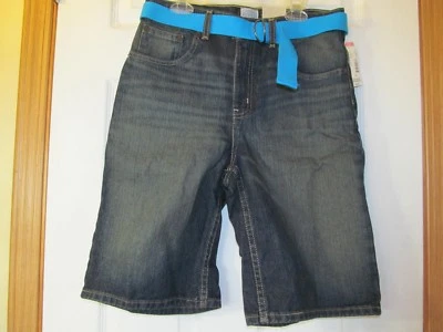 NWT Boy's CANYON RIVER BLUE JEANS SHORTS w/ neon blue belt adjust waist sz 16 - Image 1 of 4
