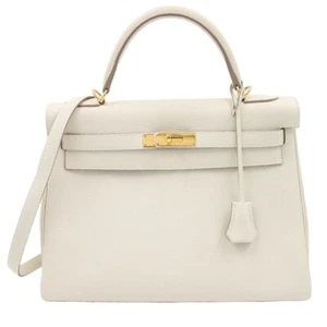 HERMES Kelly 32 Togo Hand Bag Craie Gold Hardware Stamp T (2015) - Picture 1 of 10