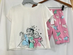 New Disney Princess Ariel Jasmine Girls Short Sleeve Pajama Sleep Set Sz 10 - Picture 1 of 4