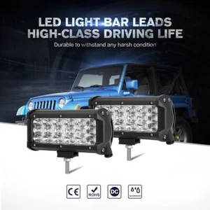 2x Tri-Row 7Inch 180W Led Work Light Bar FLOOD Offroad Driving 4WD Truck ATV 6" - Foto 1 di 11