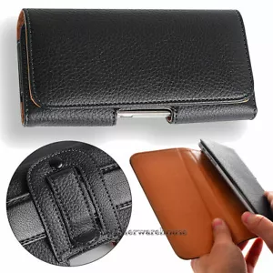 Horizontal Business Men's Leather Cell Phone Pouch Case Cover Belt Loop Holder - Picture 1 of 15