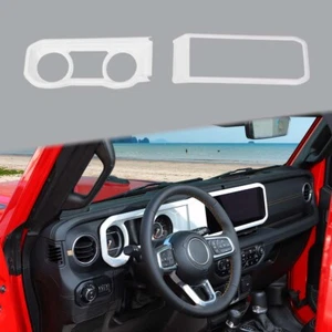 2PCS White Dashboard Cover Navigation GPS Trim Cover for Jeep Wrangler JL JT 24+ - Imagen 1 de 10