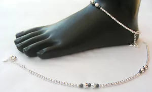HANDGEFERTIGT 925 REINES SILBER STANKETTENPAAR INDISCHE PAYAL 23,6 GRAMM 10"" KOSTENLOSER VERSAND - Bild 1 von 5
