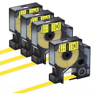 Heat Shrink Tube Label IND Tape Black/Yellow 18052 For Dymo Rhino 5200 1/4" 4PCS - Picture 1 of 11