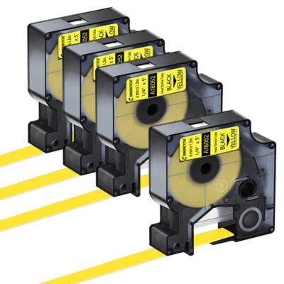SUPERINK Heat Shrink Tube Label IND Tape Black/Yellow 18052 For Dymo Rhino 5200 1/4" 4PCS