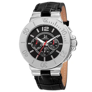 Herren Joshua & Sons JS96SSB Two Time Zone Datum Komplikation Lederarmband Uhr - Bild 1 von 4