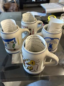 Lot Of 4 Vintage Wurstfest Mugs Signed By Paul Tadlock - Picture 1 of 10