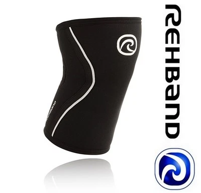 NEU CrossFIT Knie Stütze Rehband 105406 Rx Schwarz / Silber Gewichtheben 7mm - Bild 1 von 4