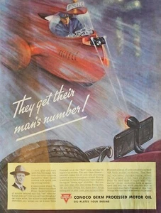 1938 Conoco Germ Processed Motor Oil Vintage Ad they get their mans number - Bild 1 von 1