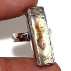 925 Silver Plated-Abalone Shell Ethnic Gemstone Ring Jewelry US Size-6 AU s402