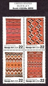 1986 United States Block of 4 Scott #2238a ( 22¢ American Folk Art, Navajo ) MNH - Picture 1 of 2