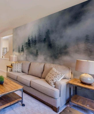 Fotomural gigante bosque brumoso pared mural 320x230 cm salvaje Canadá dormitorio pared Foto 1 de 4