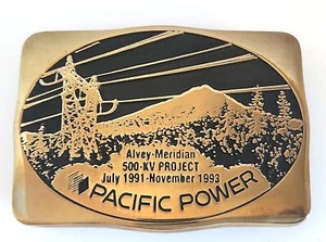 PACIFIC POWER Belt Buckle ALVEY MERIDIAN Project Brass Handmade USA Vintage - Picture 1 of 16