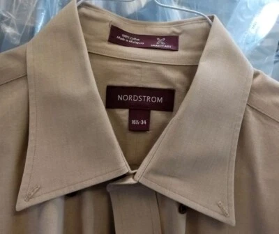 Camisa de vestir Nordstrom para hombre 16,5 34 marrón con botones de negocios  Foto 1 de 4